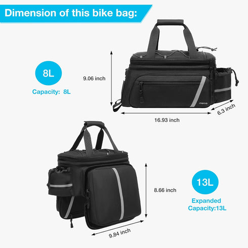MOSISO Bike Rack Bag with Rain Cover, Insulated Bicycle Rear Seat Bag with 2 Foldable Panniers