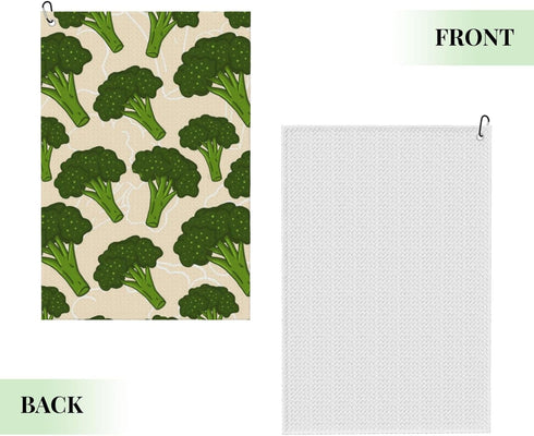 Zhbvncp 16x24 Inch Green Broccoli Microfiber Golf Towel with Carabiner Clip, Absorbent Waffle Weave Towel for Golf Bags