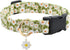 Flower Patterns Dog Collar with Accessories, Soft Cotton for Small Medium Large Female and Male Dogs (Green Sunflower,
