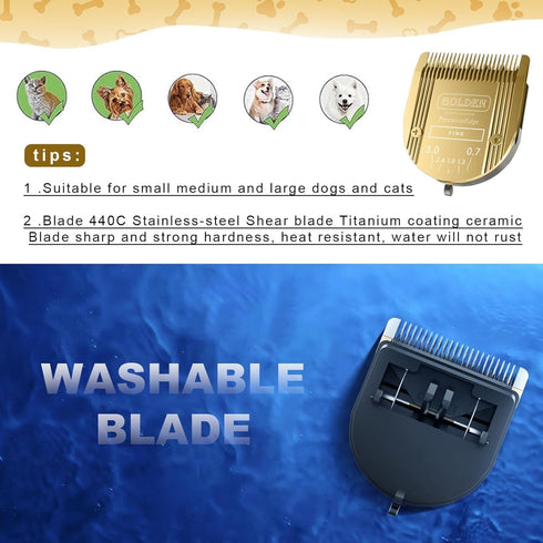Adjustable 5 in 1 Dog Grooming Blades - Compatible with Wahl Animal Clipper Arco, Bravura, Chromado, Creativa, Figura