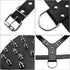 Serijoars Spiked Studded PU Leather Dog Harness Collar Set for Large Breed Pit Bull, Bully, Husky, Terrier, M, White