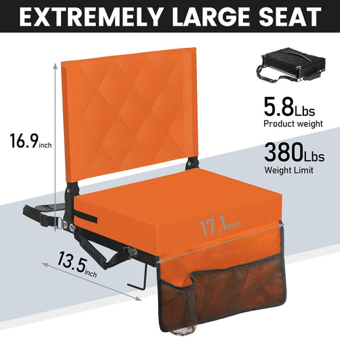 Sheenive Stadium Seats for Bleachers with Back Support, Bleacher Seats with Backs and Cushion Wide, Padded Portable