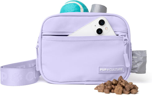 Pup Culture Cross Body Dog Training Treat Pouch | Removable Treat Pouch with Poop Bag Dispenser | Stylish Lavender