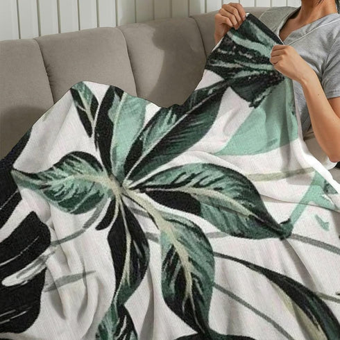 PALNKART Cozy 40x50in Leaves Warm Decorative Blanket for Sofa Bed Travel Camping Chair, Soft and Durable Flannel