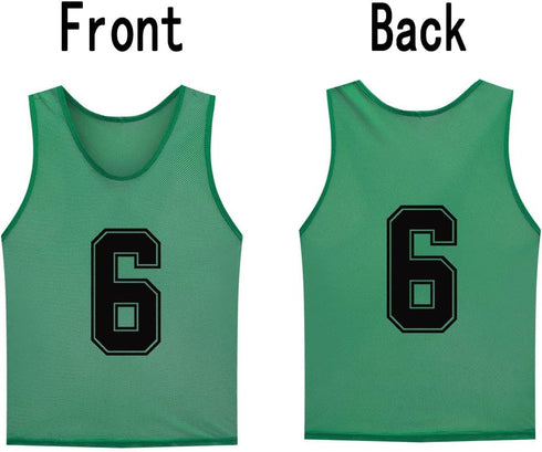 12 Pack Numbered Pinnies for Sports - Training Bibs