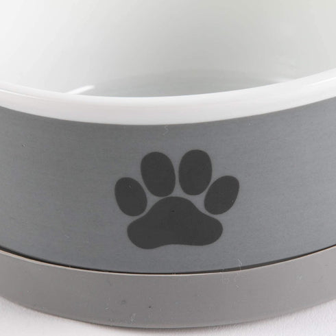 Bone Dry Ceramic Pet Bowls, Microwave & Dishwasher Safe Non-Slip Bottom for Secure Feeding with Less Mess, Small Bowl Set, 4.25x2, Gray/Black, 2 Count