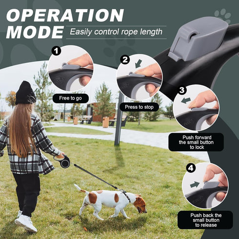 Retractable Dog Leash, 20 FT Walking Leash for Small/Medium Dogs or Cats up to 44 lbs, Tangle Free Nylon Cord