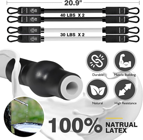 Pilates Bar Kit with Resistance Bands, Adjustable 3-Section Equipment for Home Workouts, Legs, Arms