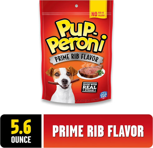 Pup-Peroni Dog Treats, Prime Rib Flavor, 5.6 Ounce (Pack of 8), Made with Real Steak