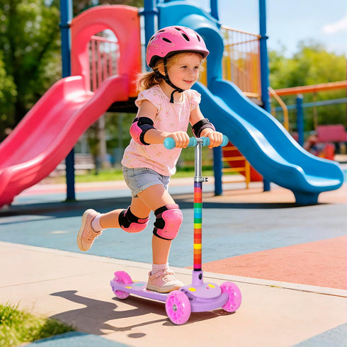 3-Wheel 2-8 Nattork Toddler Kick Scooter for Kids Girls Boys Adjustable Height Scooter with Light-Up Wheels, Anti-Slip