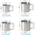 Stackable Stainless Steel Camping Mug Set, Portable Cups with Folding Handle & Mesh Bag for Outdoor Camping, 4 Piece Set