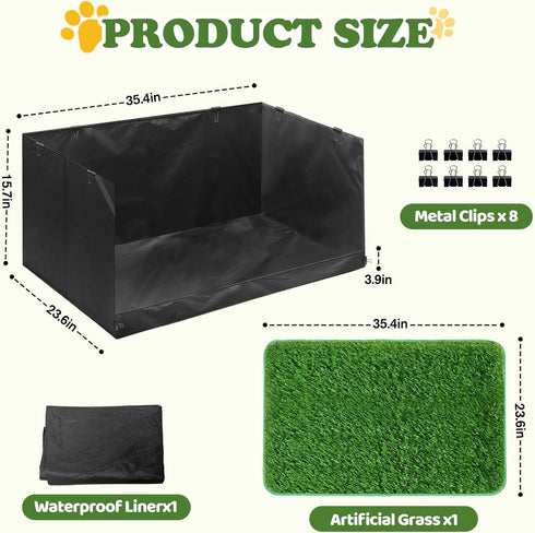 Bhyhok 15.7 23.6 35.4 Inch High Walls Dog Pee Pad Holder with Artificial Grass Foldable Indoor Dog Potty Tray * * Dogs
