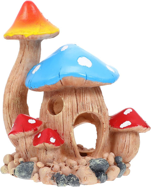 Zerodeko 1PC Resin Mushroom Hideout House, Fish Tank Cave Ornament for Small Fish Tank