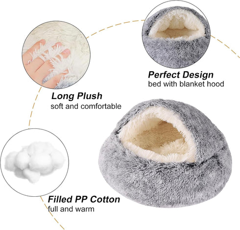 Dog Beds for Small Dogs, Washable Cute Cat Bed Cave, Cozy Nook Pet Bed for Small Medium Pets (Grey, 20" x 20")