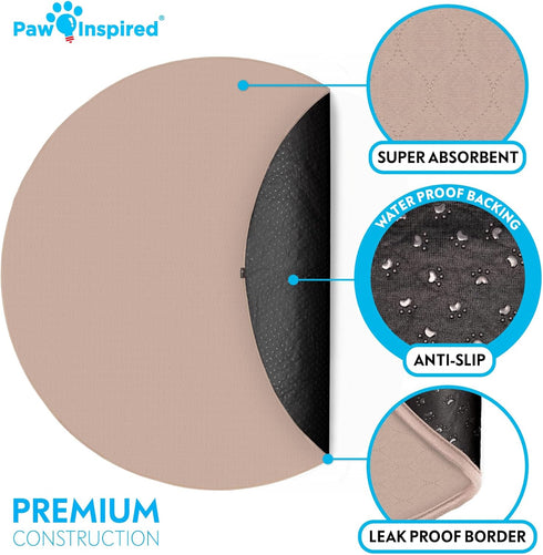 (72" 1 Pack) Paw Inspired Round Washable Pee Pad for Dogs | Reusable Puppy Pad for Potty Training, Whelping, Waterproof