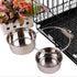 Stainless Steel Coop Cups with Clamp Holder for Dogs - Hanging Bowl, Metal Food Water Feeder for Small Animals