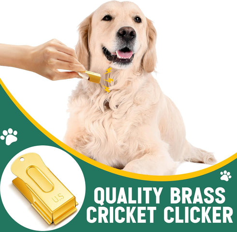 2 Pieces Brass Pet Training Clicker, Metal Dog Clicker for Puppy and Cat Trainer (Gold)