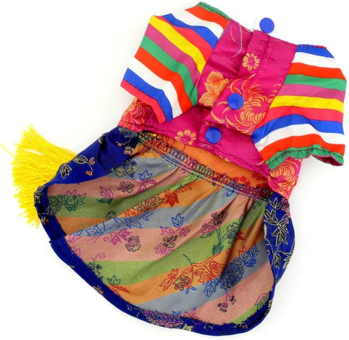 SELMAI Ethnic Dog Costume - Korean Traditional Knot Pendant Norigae Hanbok for Small Puppies & Cats