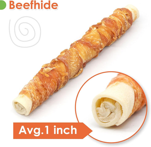 MON2SUN 9 Inch 23.28oz (6 Count-Pack 1) Dog Treats, Chicken Wrapped Rawhide Rolls Snacks, Teeth Cleaning and Long