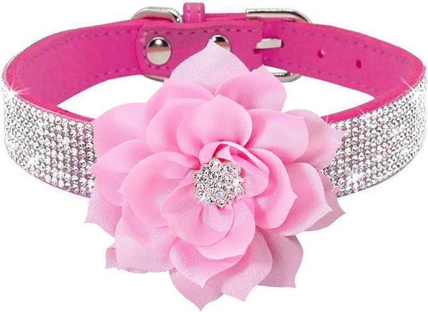 Cute Dog Collar with Bling Rhinestone, Fancy Crystal Diamond Glitter Soft Collars for Small Medium Large Dogs, L, Hot