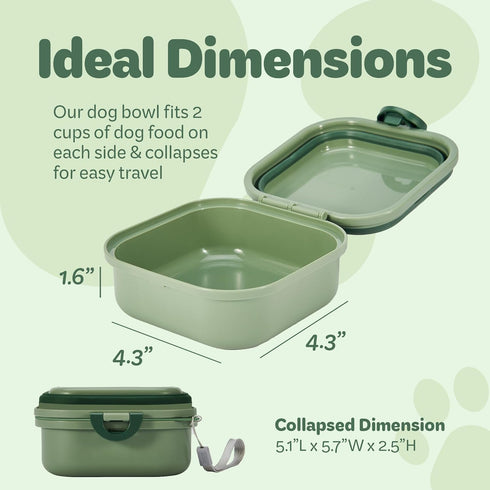 Collapsible Dog Water Bowl 30oz - 2 in 1 Portable Travel Food Bowl with Lid, Easy Carry Handle for Pets