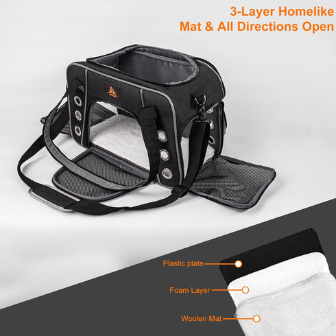 Lifeand Cat Carrier, Collapsible Soft Sided Pet Carrier for Large Medium Cats Under 18lb, Airline Approved