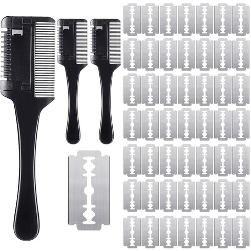 3 Pcs Pet Dog Cat Razor Comb | 50 Pcs Replacement Razors | Grooming Tool for Dog Cat