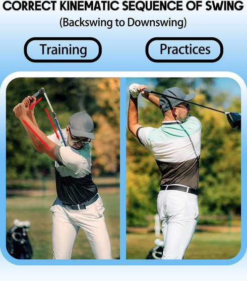 Golf Swing Trainer Aid to Improve Hinge, Forearm Rotation, Shoulder Turn and Grip, Portable Collapsible Swing Trainer