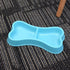 EORTA 3 Pcs Dog Double Bowls - Bone Shaped Feeder, Pet Plastic Bowl for Water & Food, Smooth Surface, Random Color