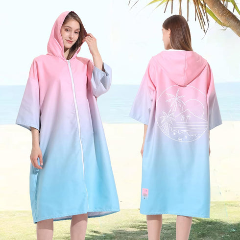 LumiSyne Changing Robe with Hood Zipped Style Quick Dry Microfiber Compact Changing Towel Towel Poncho Swim Surf Beach
