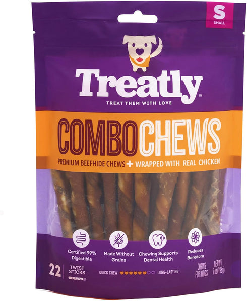 Combo Chews Rawhide/Pork Flavor Stick, 5" w/Chicken Meat Wrap Dog Chew Treats - 22 Count/1 Pack
