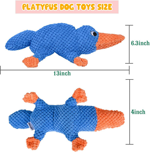 Vitscan Squeaky Dog Toys for Large Breeds, Tough Plush Stuffed Platypus, Interactive Chew Toy for Small Dogs