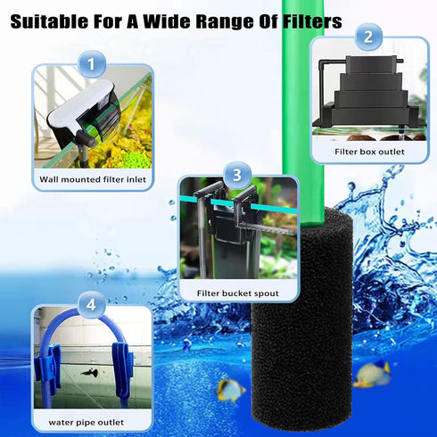6X Pre-Filter Sponge for Aquarium Shrimp Fry Fish Tank Filter Pump, Replacement Foam Cover 3.2 X 1.6 Inch
