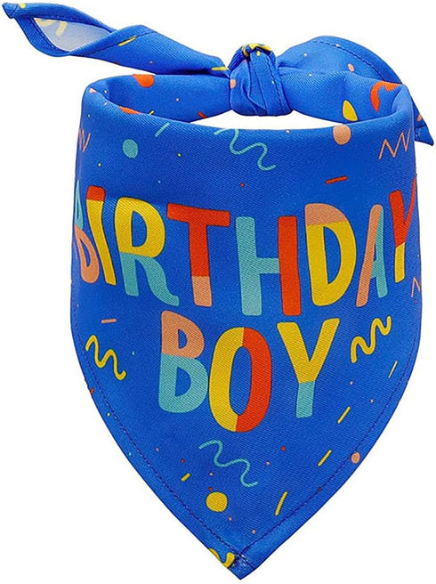 Birthday Boy Dog Bandana - Printed Pet Scarf for Dog Birthday Party Supplies and Accessories