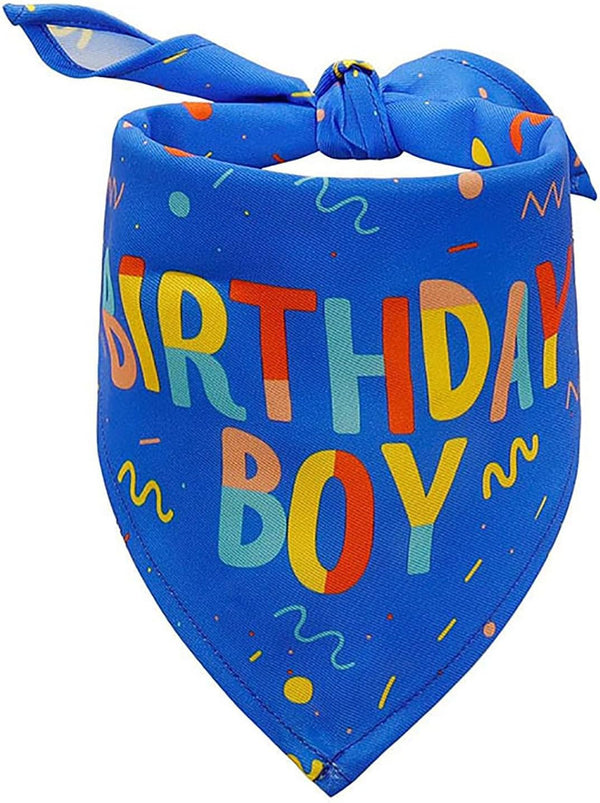 Birthday Boy Dog Bandana - Printed Pet Scarf for Dog Birthday Party Supplies and Accessories