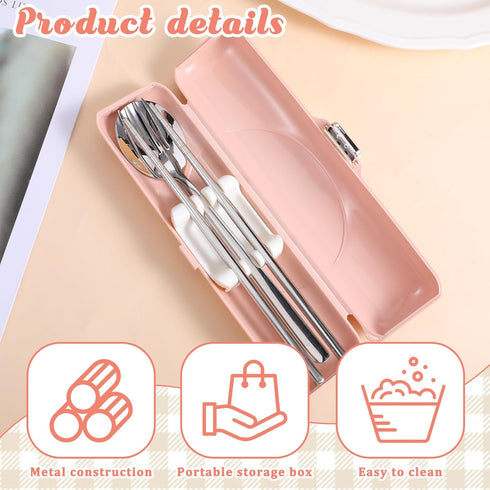 Twisina Set Set Sets Sets Portable Utensils with Case, Stainless Steel Travel Silverware Lunch Utensils for Work