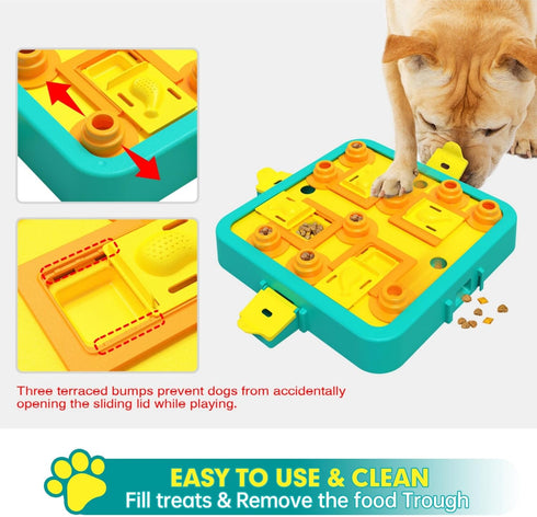 3 1 Dog Puzzle Toy Mental Stimulation - Level in Dogs Food Feeder Puzzle, Dog Treat Puzzle Feeder (Advanced-Blue Board)