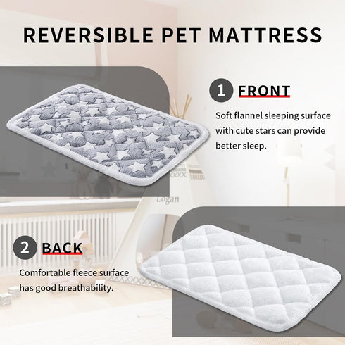 Dog Crate Mats - Soft Reversible Dog Bed Mat, 24x16 Inch, Machine Washable for Small Dogs