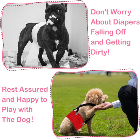 4 4 Sanwuta Pieces Dog Diaper Suspenders Male Female Adjustable Pet Diaper Keeper Suspender for Dog Skirt Dress Pet
