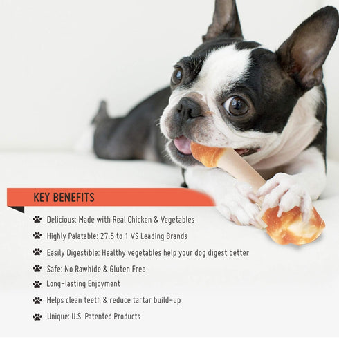Chicken Dog Chew Bones Medium, Rawhide Free, Grain Free, Made with Real Chicken, 5 pcs/pack
