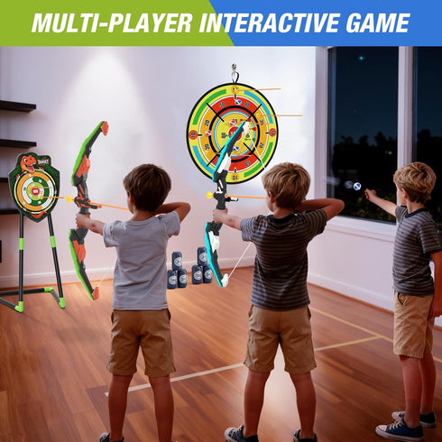 2 Pack 29" Set 24 3 4 5 6 7 8 9 10 11 12 HYES Kids Bow and Arrow with Large Dart Board, LED Light Up Archery