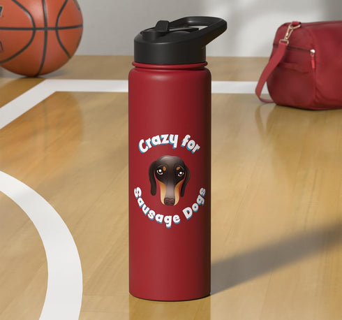 Sausage dog Owner Gifts Crazy for Sausage Dogs | Cute miniature sausagedog Gift Stainless Steel Insulated Water Bottle