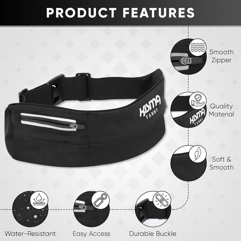 Kisma Running Fanny Pack and Sport Waist Belt – Lightweight Moisture-Wicking Neoprene for Runners, Hikers, Travelers