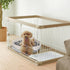 Cotton Rope Woven Cat Bed Basket, Small Dogs Sofa Bed with Double Sided Mat, 14"x14"x4", Washable Round Bed