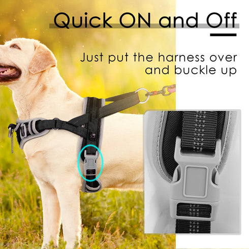 ADVENTUREMORE No Pull Dog Harness for Large Dogs - Reflective Breathable Vest with Easy Control Front Clip