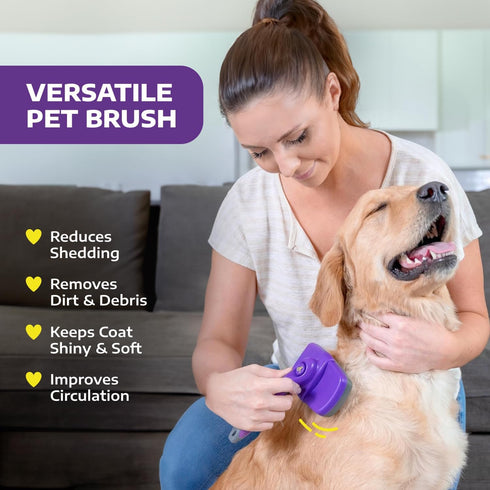 Hertzko Self-Cleaning Slicker Brush - Grooming Rake and Comb for Deshedding Long and Short-Haired Pets