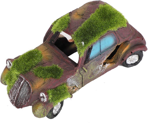 Fish Tank Resin Old Car Decoration, 14X6.5X5 Cm Aquarium Landscape Ornament (Flocking Classic Car)