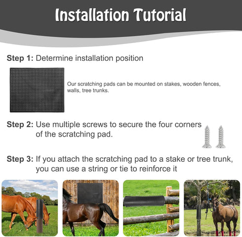 Horse Scratching Post Pad, 2 Pack, Equine & Bovine Scratcher Panels for Small Farm Animal Itch Relief