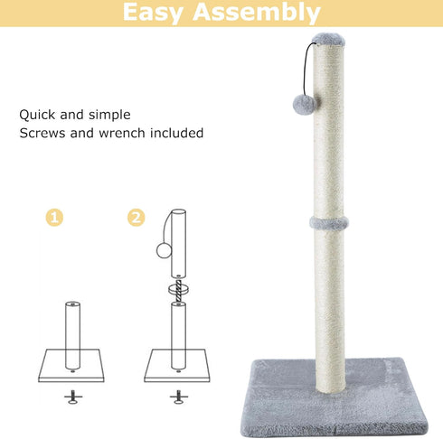 Dimaka 29" Tall Cat Scratching Post, Premium Sisal Rope Scratch Tree with Dangling Ball for Indoor Cats (Grey)