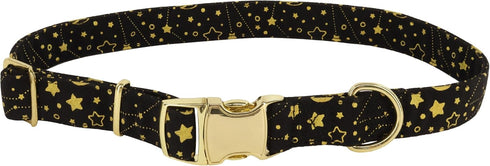 Coastal Pet Accent Metallic Adjustable Dog Collar, Comfortable with Sturdy Metal Buckle, Bright Black Galaxy, 5/8" x